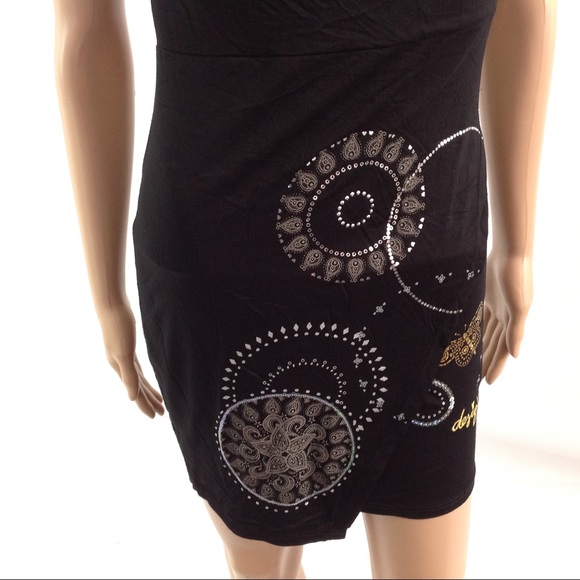 Desigual Women Mini Jersey Dress Size XS Black - Picture 2 of 8